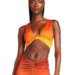 I.AM.GIA Red and Orange Adrina Tie Front Crop Top